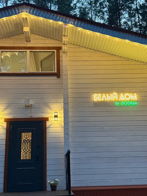 Белый дом и сосны