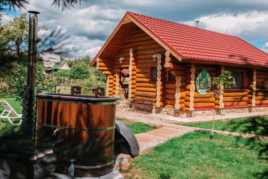 Дом VIP с баней у пруда загородный комплекс Здоровей