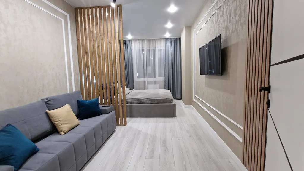 Дизайнерская стильная двушка, 5 раздельных мест с двумя кроватями