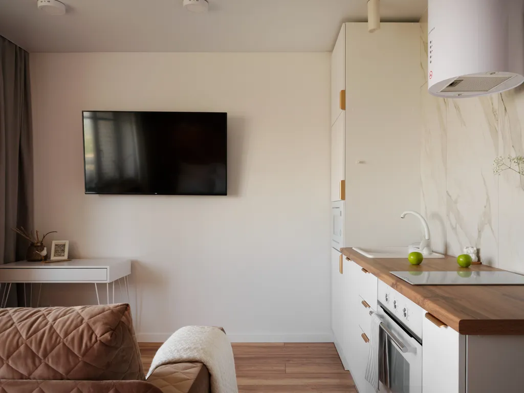 Уютнейшая студия с шикарным видом на панораму города и реку