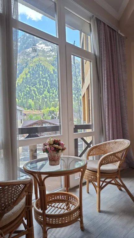 Уютный апартамент в центре с балконом и видом на горы лес