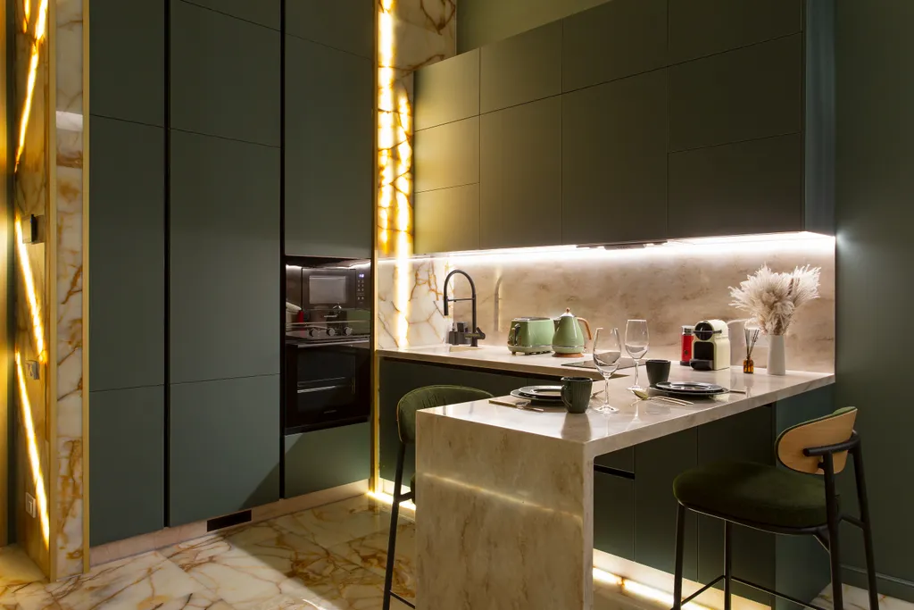 Редкий Пентхаус-формат на 64 этаже, оникс, подсветка, панорамные окна