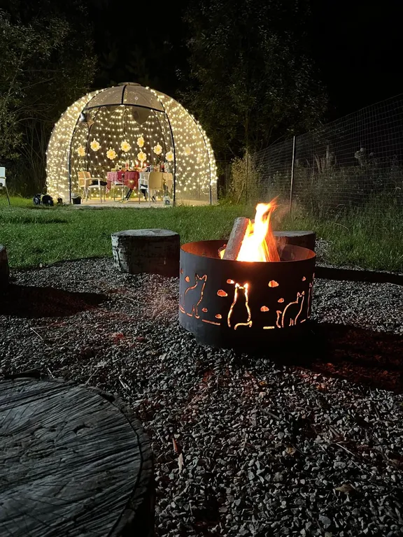 Дом с купольной беседкой на природе