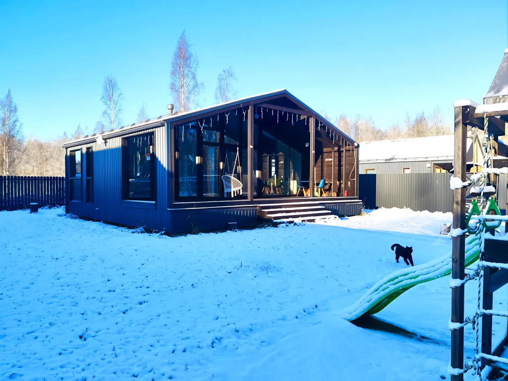 Панорамный коттедж с сауной у леcа