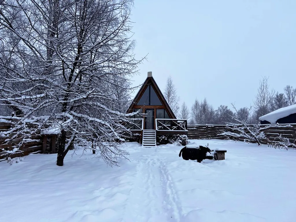 А-фрейм уютный домик у леса  с чаном