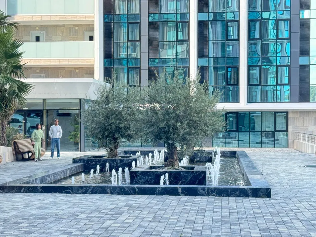 Квартира Уютная квартира-студия с видом на фонтан с оливковыми деревьями — Сочи