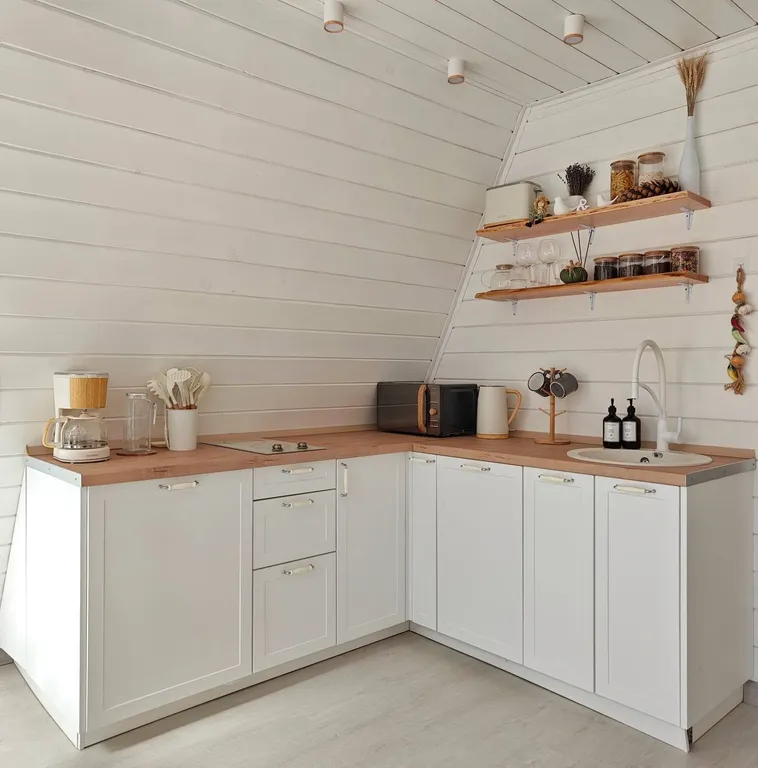 Стильный треугольный дом с видом на лес