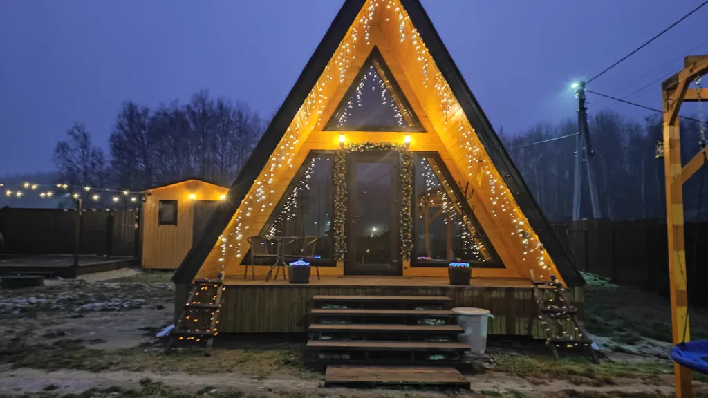 Дом А-фрейм с банным чаном