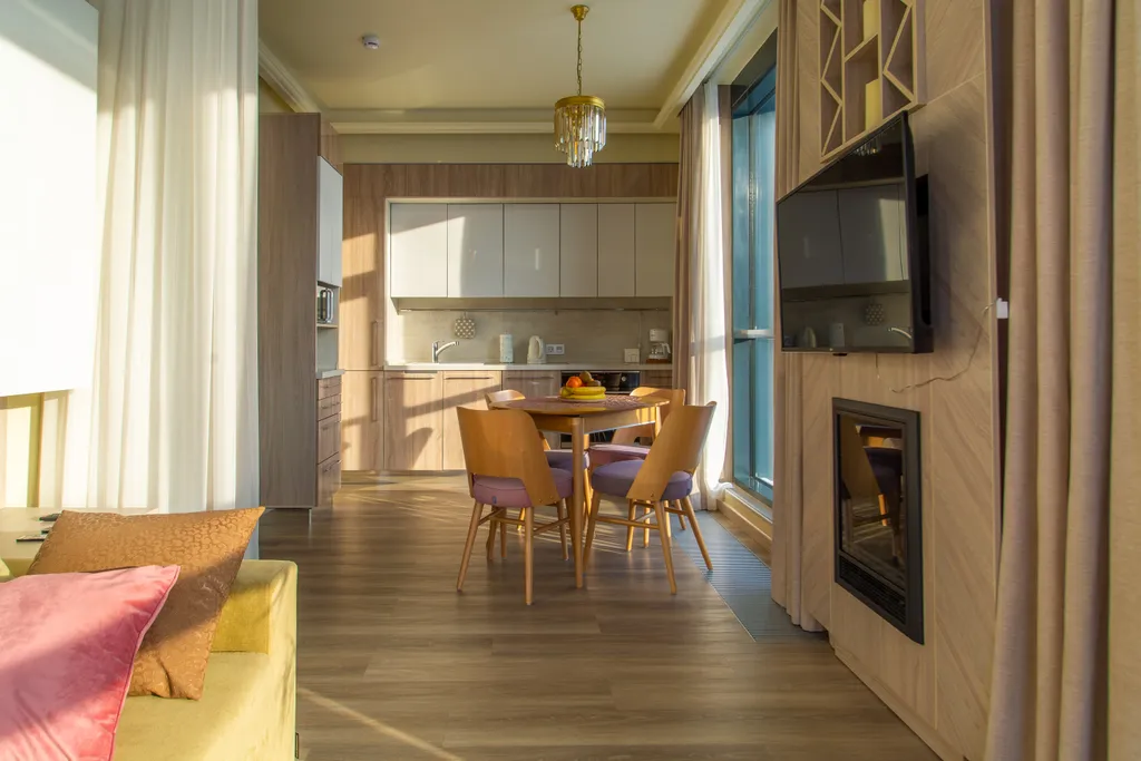 Апартаменты Охтапартлюкс с сауной и камином с 1 спальней и террасой