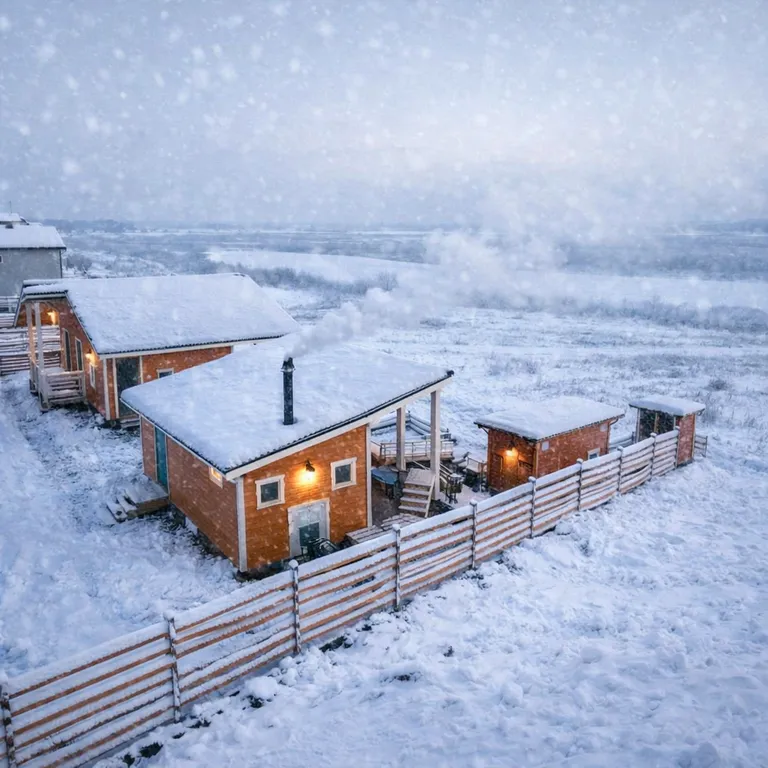 Дом и баня с чаном с видом на озеро