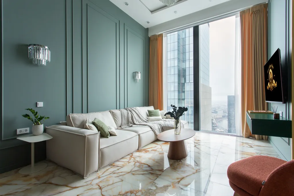 Редкий Пентхаус-формат на 64 этаже, оникс, подсветка, панорамные окна