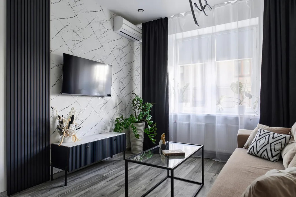 Прекрасная стильная квартира Инь янь