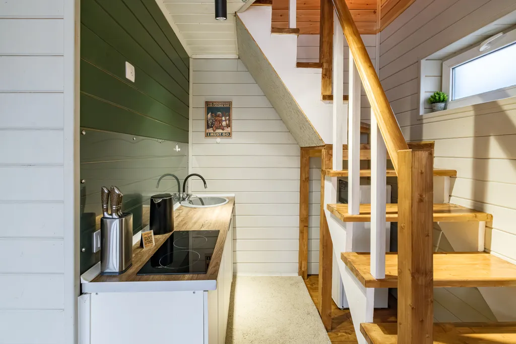 Домик в стиле барн-хаус с баней на дровах и сибирским банным чаном