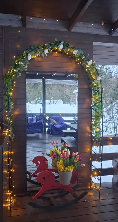 Дом с сауной на дровах, беседкой и мангальной зоной, фотозона