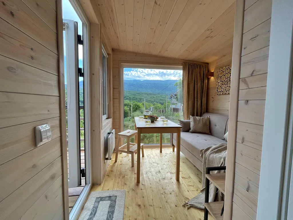 Дом-баня ольха с видом на горы