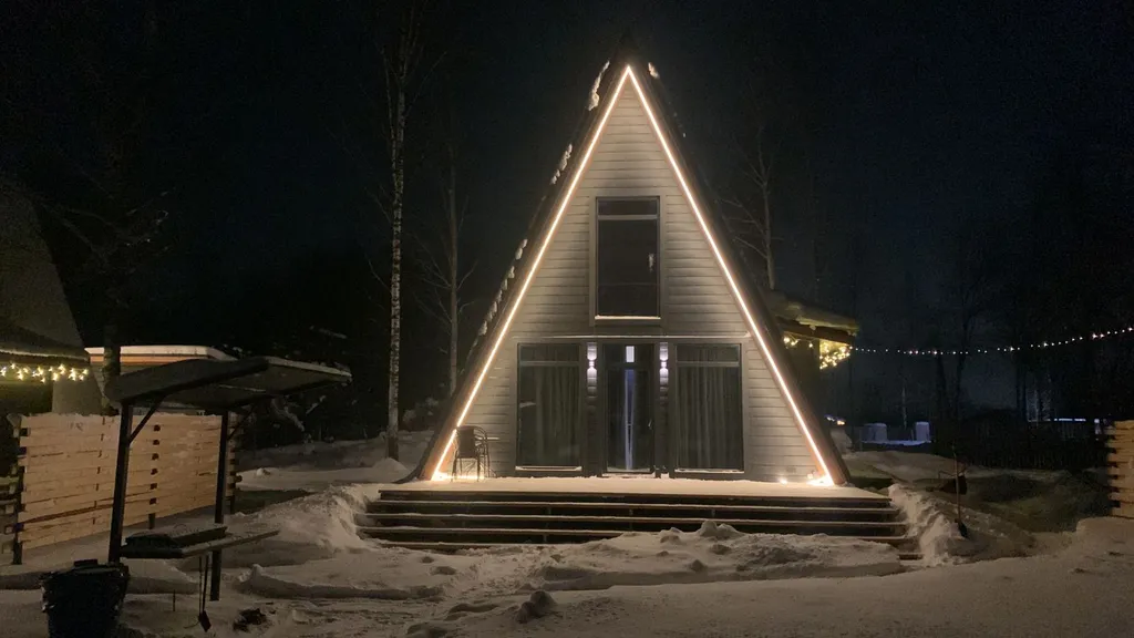Чудесный домик A-frame с сауной Оливка