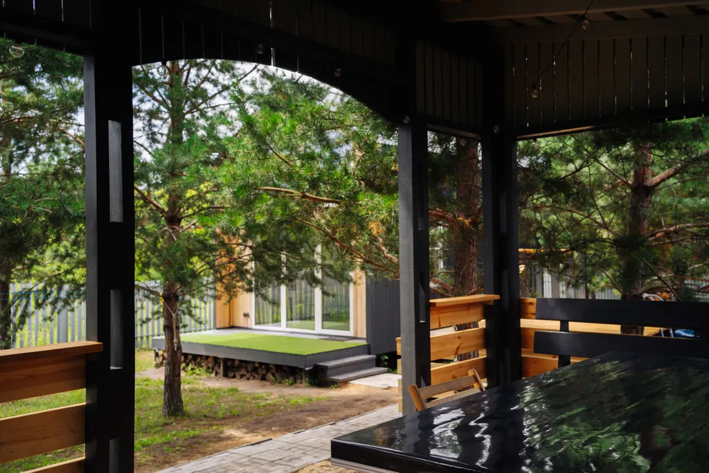 Домик в сосновом бору с баней, бассейном (летом) и беседкой