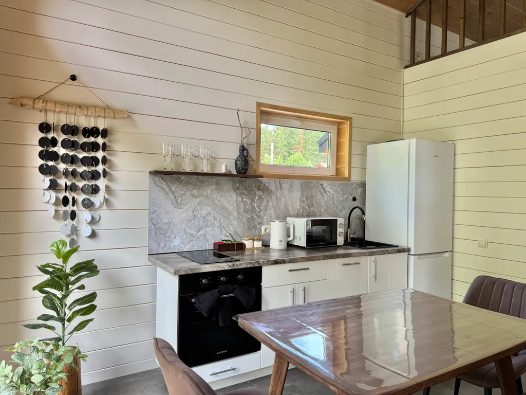 Дом в эко стиле с мангалом и видом на лес