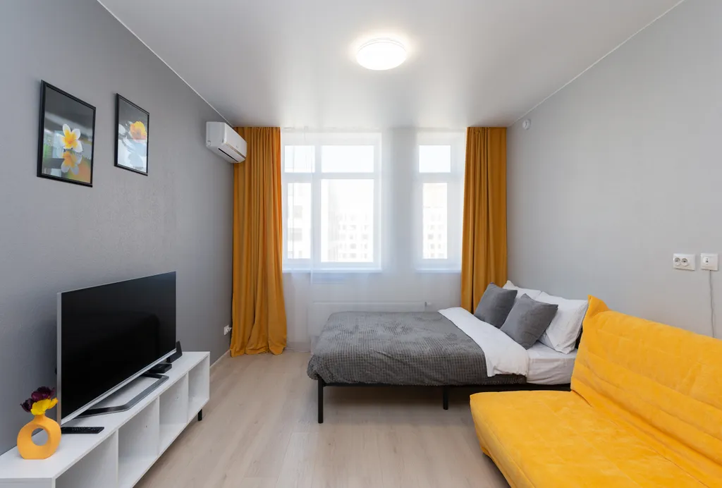 Квартира Квартира Студия горчица apartamia в звездном городке рядом с тюмень сити-молл — Тюмень