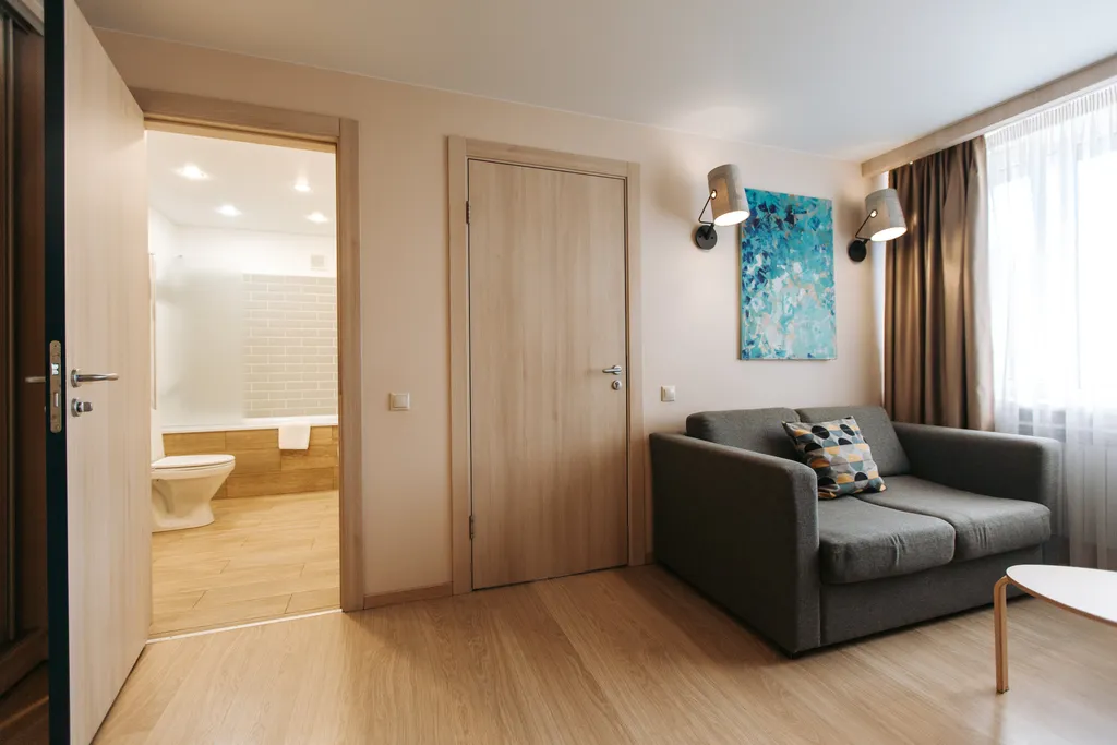 Номер люкс с двуспальной кроватью и диваном