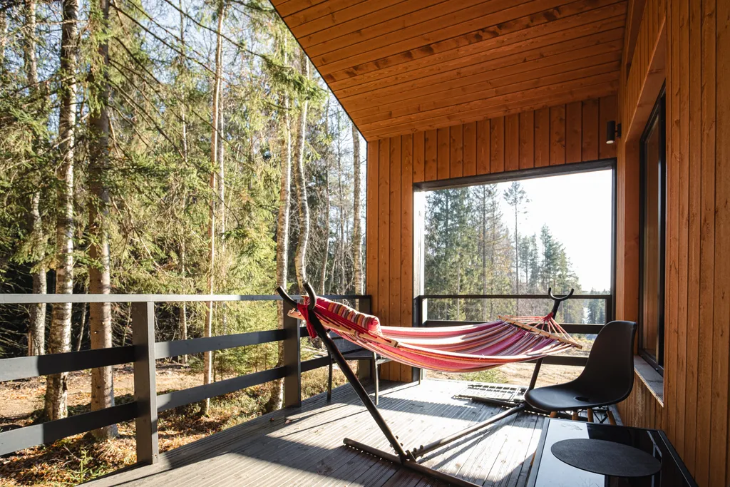 Коттедж Дом Barn house в хвойном лесу — Половина