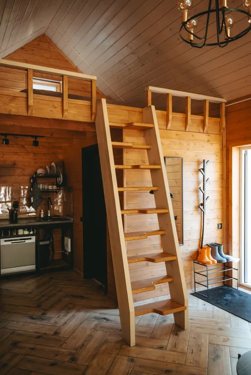 Барнхаус с панорамными окнами и банным чаном фурако