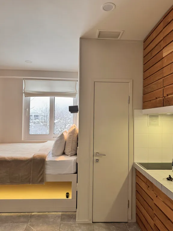 ДИЗАЙН-СТУДИЯ ЛАЙТ СКАЙ | 28 м²| 
Гипнотический вид из кровати