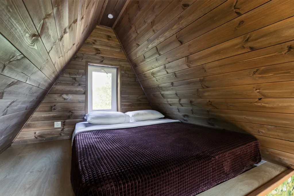 А-фрейм уютный домик у леса  с чаном