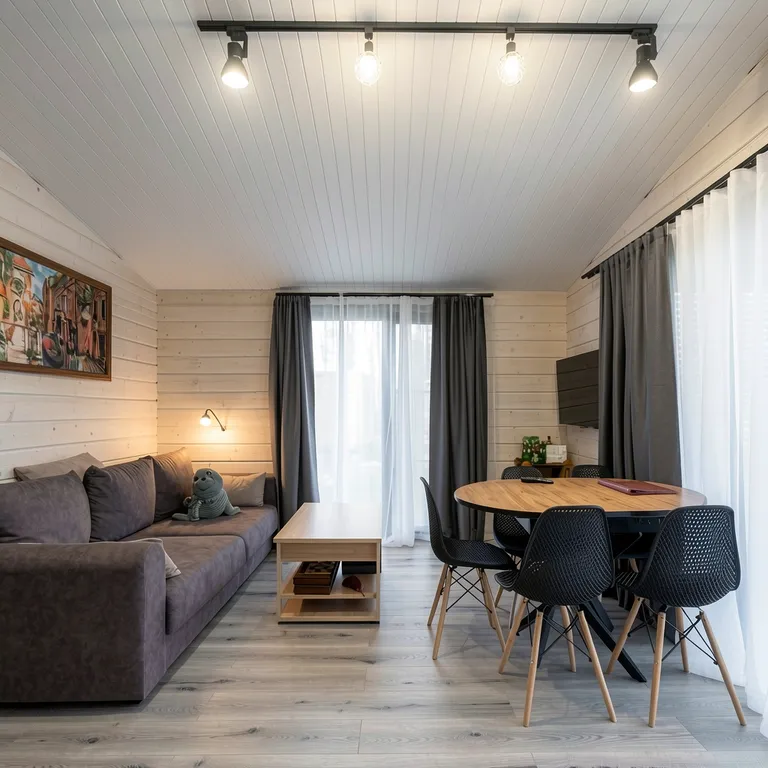 Новый домик в лесу у залива