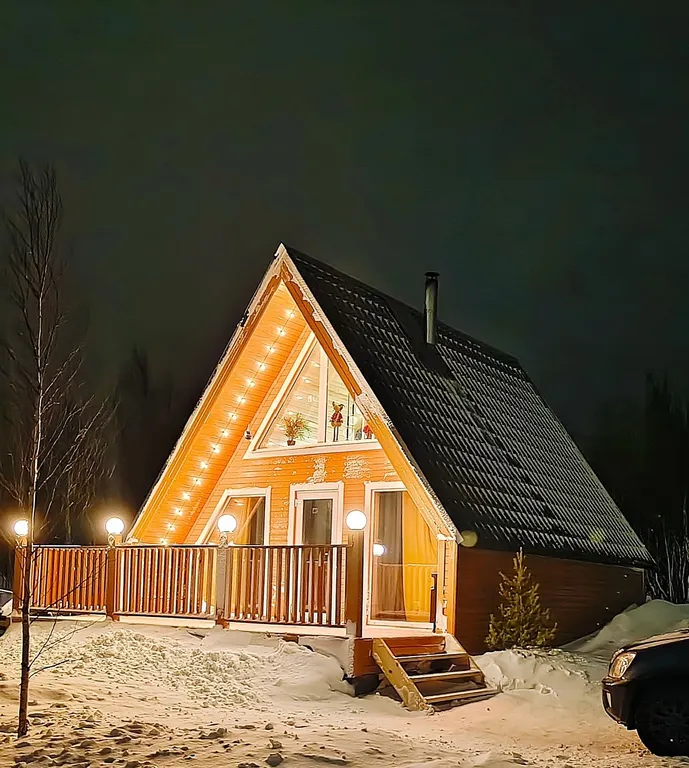 Домик а-фрейм на участке 10 соток