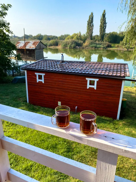 Новый дом-сруб у реки в живописном месте, баня, банный чан, рыбалка