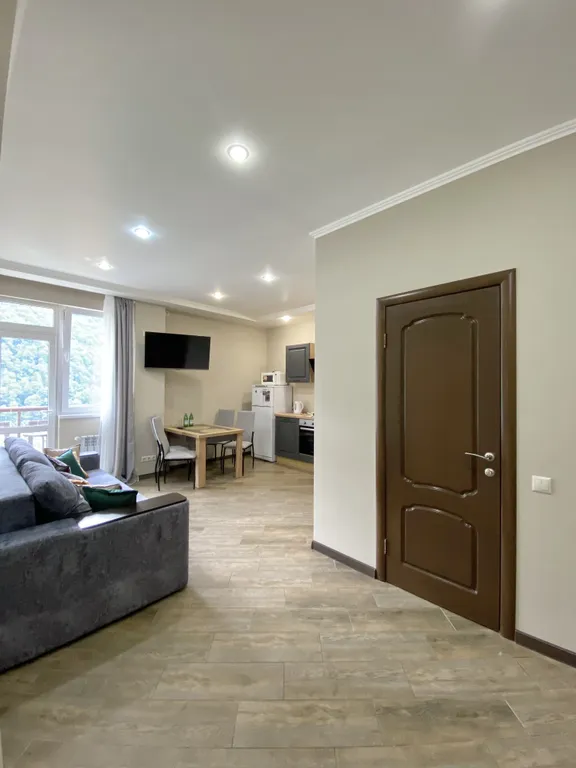 Евродвухкомнатный апартамент с балконом и видом на пик Аибга