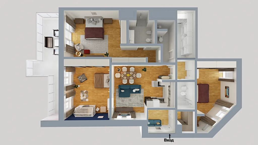 Стильная квартира на арбате с верандой