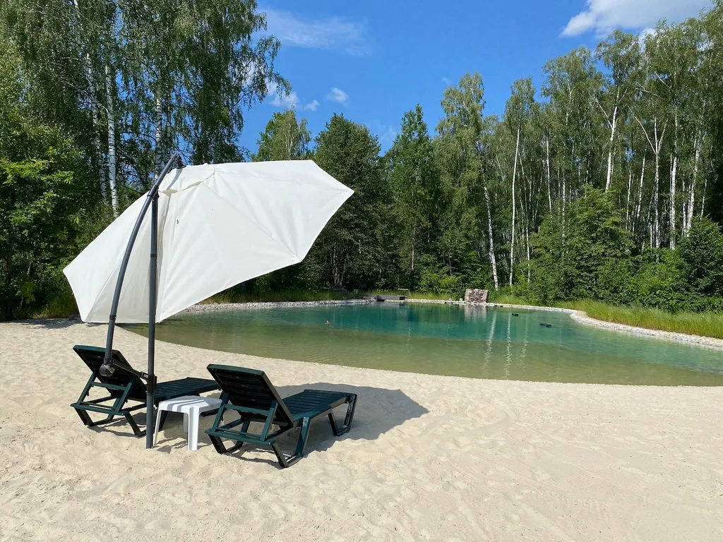 Коттедж Уютный домик в лесу, собственный шикарный пруд с пляжем — Озёры