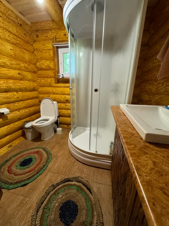 Деревянный дом в лесу рядом с рекой