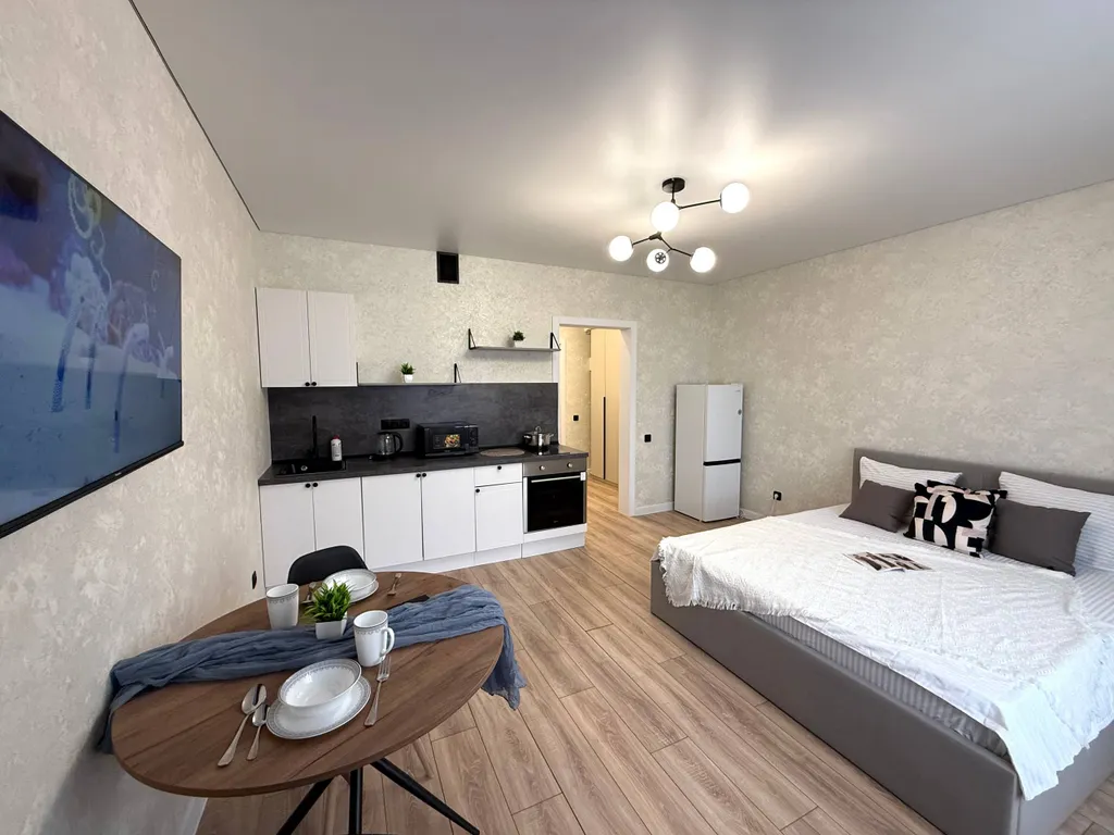 Уютная студия с новым ремонтом с видом на город