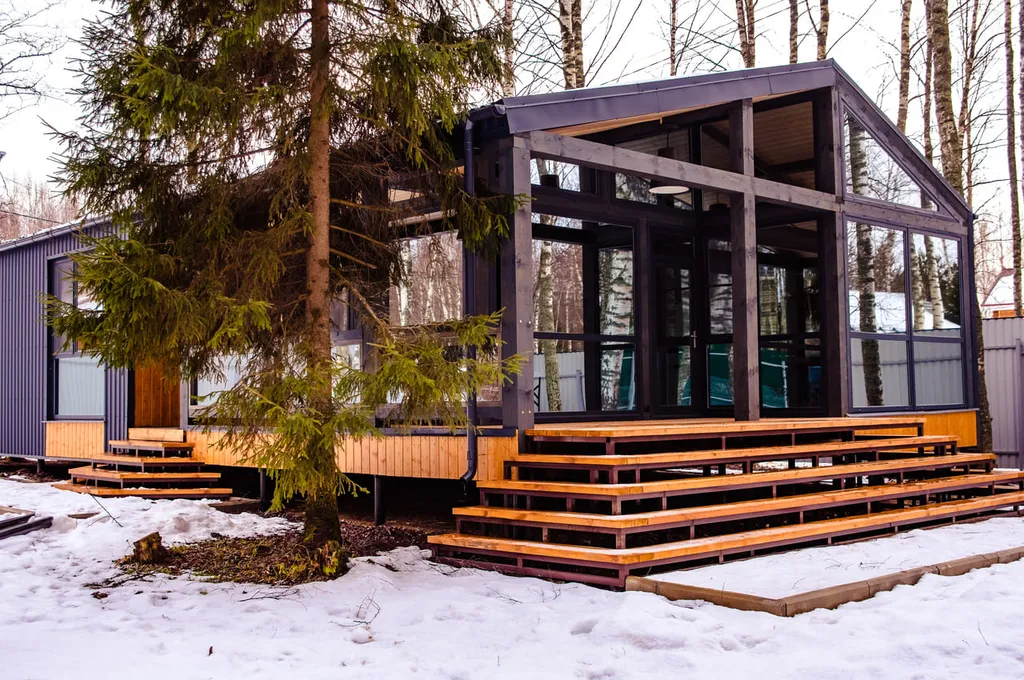 Дом В стиле лофт мини с панорамными окнами