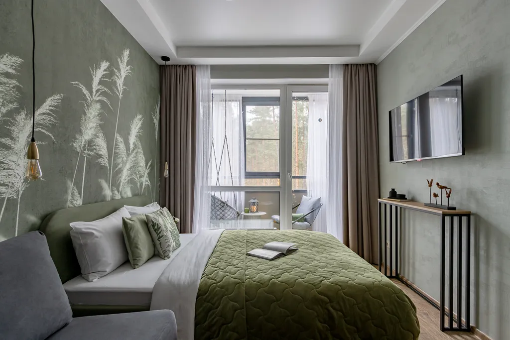 Квартира Студия Колосья с качелью на балконе и видом на сосны — аренда посуточно в Зеленогорск