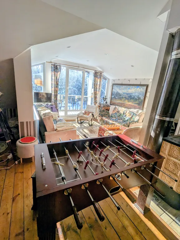 Большой красивый дом с камином в лесу