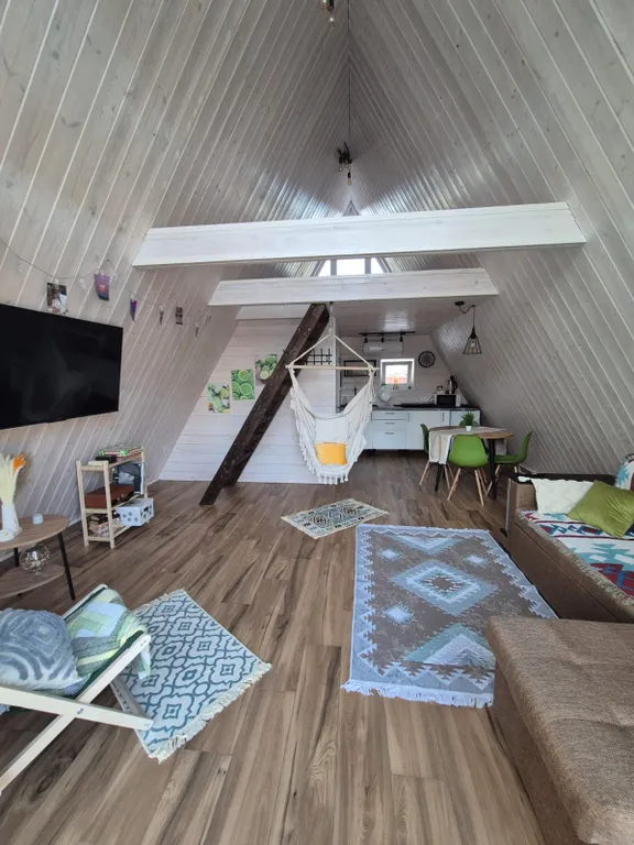 Коттедж Коттедж А-фрейм Лаймовый с сибирским банным чаном и баней на дровах — Каблуково