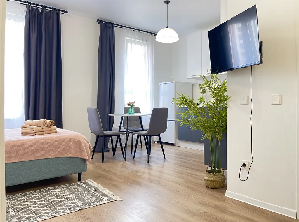 Большая квартира-студия с ванной для 3х гостей