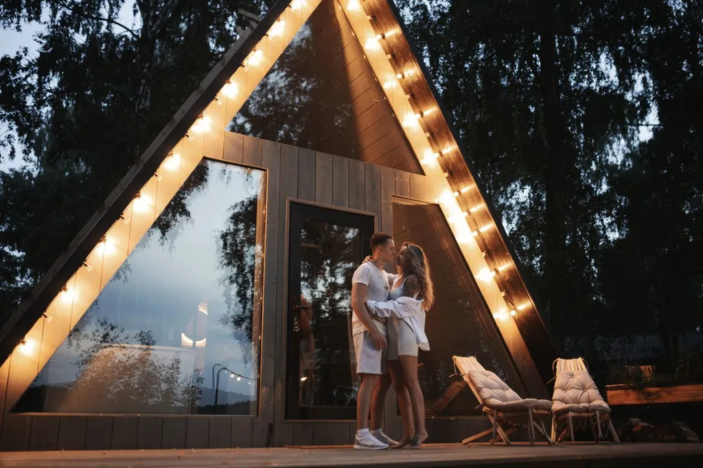 Домик-шалаш с видом на озеро