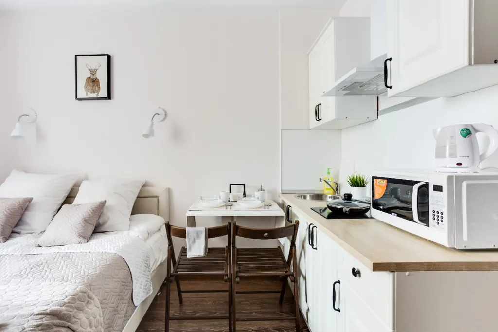 Студия Беж с балконом возле Меги