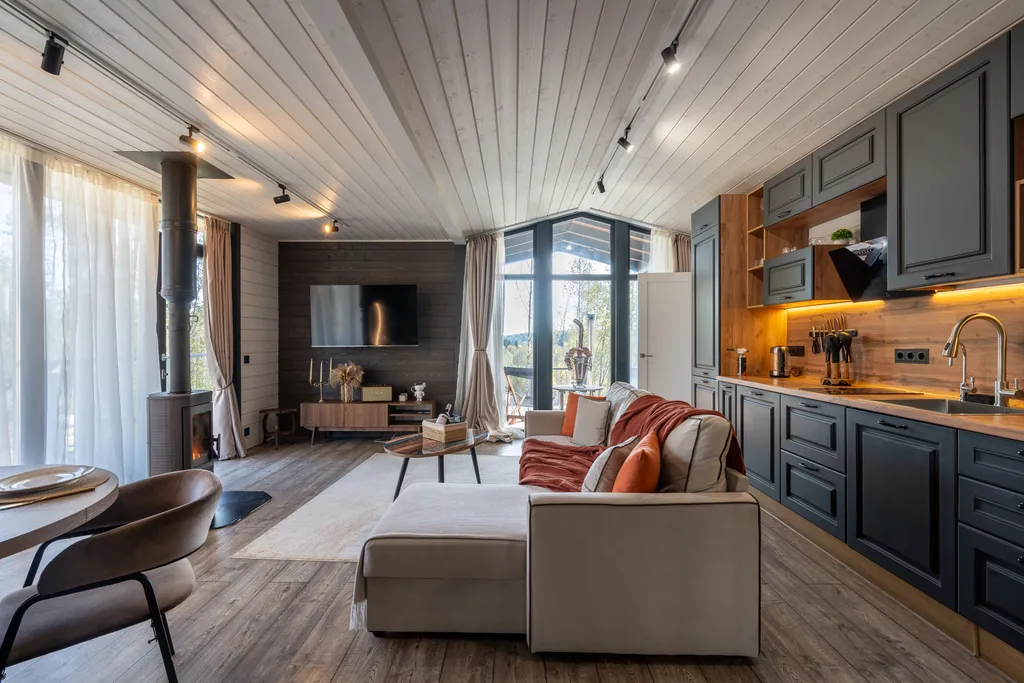 Дом с чаном и сауной у леса.