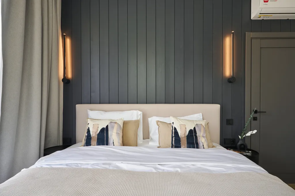 Большой панорамный дом с камином и сауной