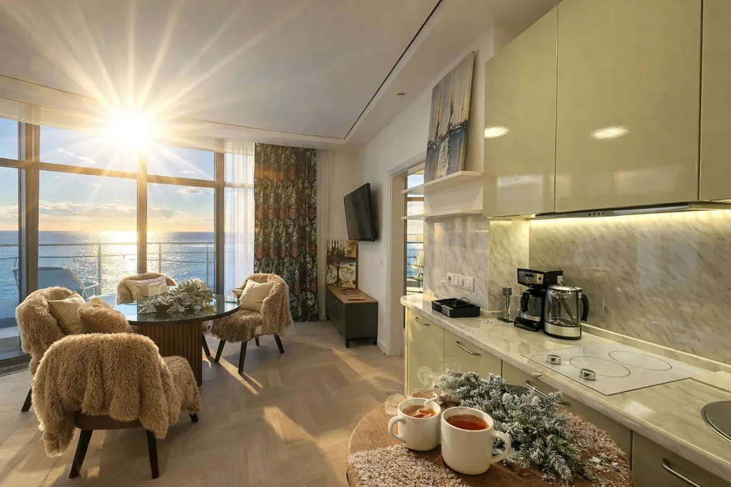 Апартаменты со спальней, лучший вид на море с 16 этажа