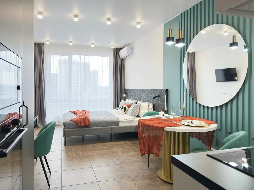 Квартира Квартира Дизайнерская студия для пары, вид на Москва-сити — Москва