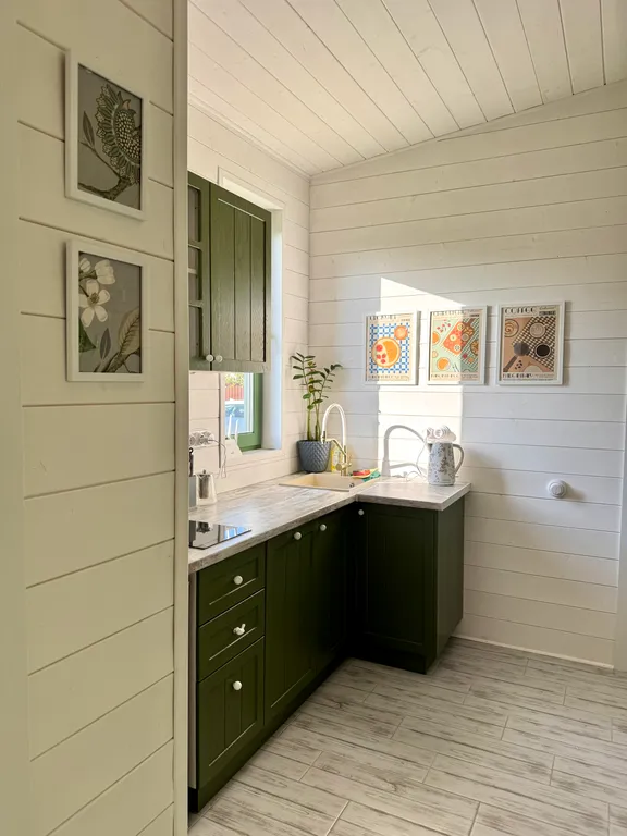 Дом баня с купелью у леса