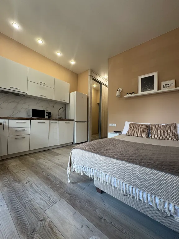 Светлая уютная студия с видом на горы