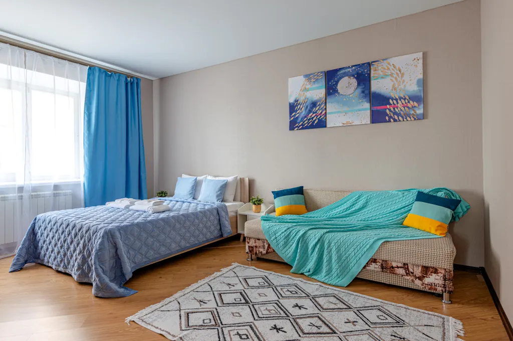 Просторная на заливе с панорамными окнами, кондиционер, 2 TV